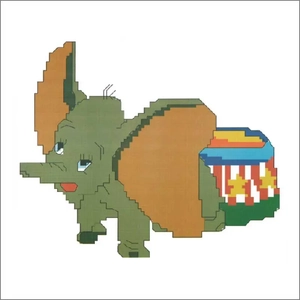 BABY ELEPHANT Printed Cross Stitch Kit, 20cm x 28cm on Aida Cloth