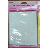 Hemline Dressmakers Carbon Paper, 5 Sheets, 69 x 28cm, Assorted Colour Pack