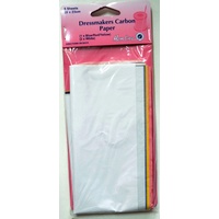 Dressmakers Carbon Paper 5 Sheets 28 x 23cm, 1 each Blue, Red, Yellow; 2 x White