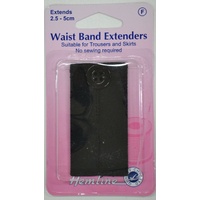 Hemline Waist Band Extender Black Button Type, Extends 2.5-5cm For Trousers & Skirts, No Sewing Required