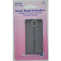 Hemline Waist Band Extender Grey Button Type Extends 2.5-5cm For Trousers & Skirts
