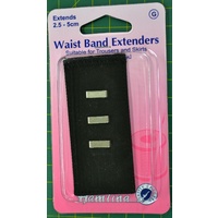 Hemline Waist Band Extender, BLACK Hook &amp; Bar Type, Extends 2.5-5cm