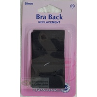 Hemline Bra Back Replacement 38mm (1 1/2&quot;), 2 Hooks, 2 Rows, BLACK