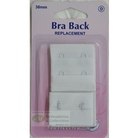 Hemline Bra Back Replacement 38mm (1 1/2&quot;), 2 Hooks, 2 Rows, WHITE