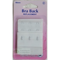 Hemline Bra Back Replacement 50mm (2&quot;), 3 Hooks, 2 Rows, WHITE