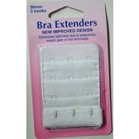 Hemline Bra Extenders 50mm, 3 Hooks, WHITE, New Improved Design, Hemline Quality