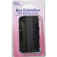 Hemline Bra Extenders 75mm, 4 Hooks, BLACK, New Improved Design, Hemline Quality