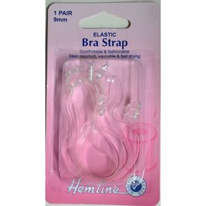 Hemline Elastic Bra Strap, 9mm, 1 Pair, Clear, Comfortable &amp; Fashionable