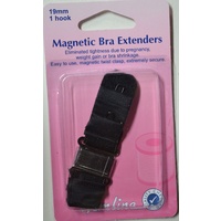 Hemline Magnetic Bra Extenders, 19mm 1 Hook, Secure Magnetic Twist Clasp, Black