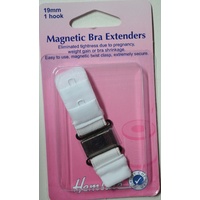 Hemline Magnetic Bra Extenders, 19mm 1 Hook, Secure Magnetic Twist Clasp, White