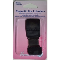 Hemline Magnetic Bra Extenders, 28mm 2 Hooks, Secure Magnetic Twist Clasp, BLACK
