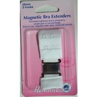 Hemline Magnetic Bra Extenders, 28mm 2 Hooks, Secure Magnetic Twist Clasp, White
