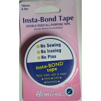 Hemline Insta-Bond Tape, Double Sided All Purpose, Bonds Fabrics 19mm x 4.5m