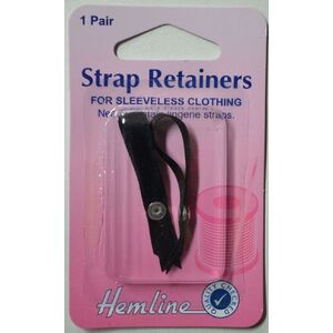 Hemline Lingerie Strap Retainers For Sleeveless Clothing, 1 Pair, Black