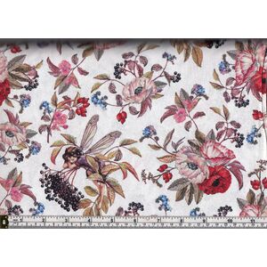Michael Miller Fabric Elderberry Flower Fairies White DDC8060-WHIT, Per Metre
