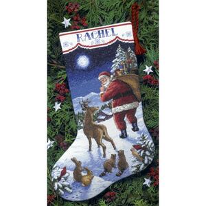 SANTA&#39;S ARRIVAL Christmas Stocking Counted Cross Stitch Kit, 40.6cm Long, 8683