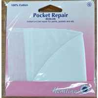 Hemline Pocket Repair, Iron-On Pocket, 100% Cotton, Instant Repair Of Pockets