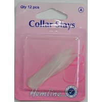 Collar Stays, 12pcs, 10mm x 55mm, Clear PVC, Collar Tabs, Stiffeners, HEMLINE