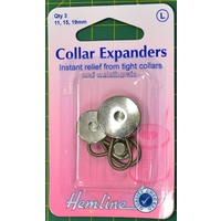 Hemline Collar Expanders Increases Collars &amp; WaistBands, 3 Size Pack, 11 15 19mm