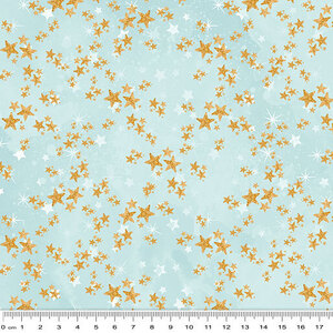 Rainbow Unicorns Stars Blue, 112cm Wide Cotton Fabric