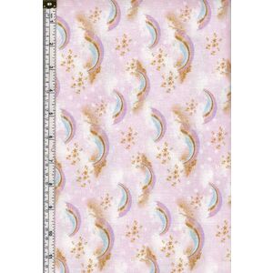 Rainbow Unicorns Radiant Rainbows PINK, 112cm Wide 100% Cotton Fabric