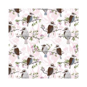 Aussie Feathered Friends Kookaburras Pink, 112cm Wide Cotton Fabric