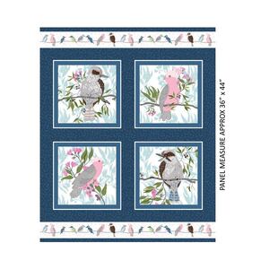 Aussie Feathered Friends PANEL, 36&quot; x 44&quot; Cotton Fabric
