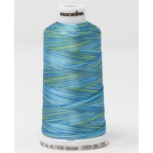 Madeira Classic Rayon 40, #2009 AQUA ASTRO 1000m Variegated Embroidery Thread
