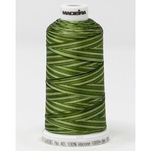 Madeira Classic Rayon 40, #2033 DARK GREEN OMBRE 1000m Variegated Embroidery Thread