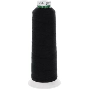 Madeira AeroQuilt Thread, 3,000yds, 100% Polyester #8000 BLACK