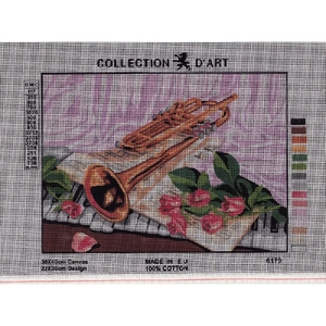 TRUMPET Tapestry Design Printed On Canvas #6179 - Design Size 22cm x 30cm