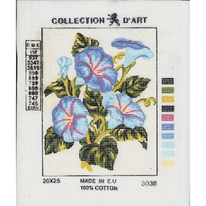 BLUE FLOWERS Tapestry Design Printed On Canvas #3038