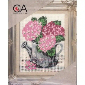 Collection D' Art Tapestry Kit, PINK FLORAL WATERING CAN, 14cm x 18cm