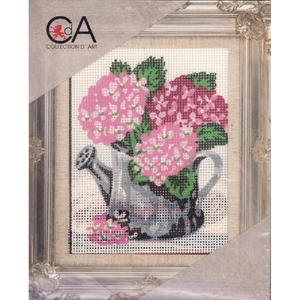 Collection D' Art Tapestry Kit, PINK FLORAL WATERING CAN, 14cm x 18cm