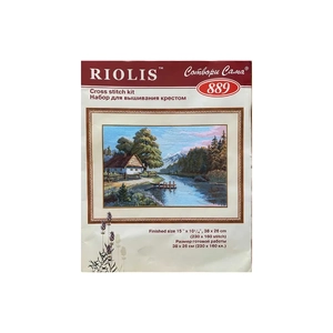 RIVERSIDE COTTAGE, Counted Cross Stitch Kit, 38cm x 26cm on 16ct Evenweave Fabric