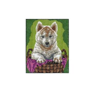 Dog In Basket Tapestry Design Printed On Canvas #S1418.02