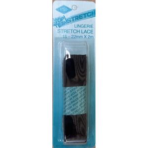 Top Stretch BLACK Lingerie Stretch Lace 18-22mm x 2m pre-cut