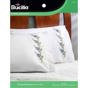 Bucilla Stamped Pillowcase Pair Embroidery Kit, Forget Me Knots, 47932E