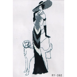LADY &amp; DOG, Counted Cross Stitch Kit, 21cm x 35cm, RY-392