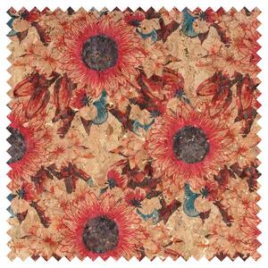 CORK Fabric, 18&quot; x 15&quot; Prepack, For Bags, Purses, Red Sunflowers #1000