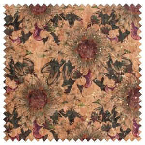 CORK Fabric, 18&quot; x 15&quot; Prepack, For Bags, Purses, Purple Sunflowers #1001