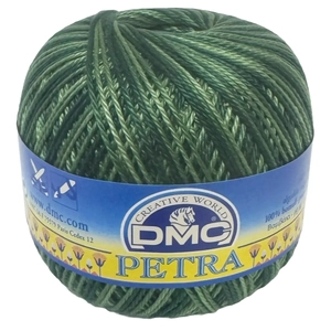 DMC PETRA Thread Size 3 #54045 Variegated GREEN Crochet &amp; Knitting Cotton 100g Ball