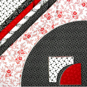 Red/Black/White Drunkards Path 12&quot; Pre-Cuts by Matilda&#39;s Own, Quilt Kit