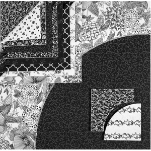 Black/White - Drunkards Path 12&quot; Pre-Cuts by Matilda&#39;s Own, Quilt Kit