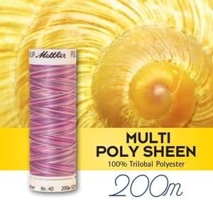 Poly Sheen Multi Colour 40, Trilobal Polyester Thread 200m