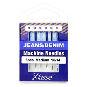 Klasse Sewing Machine Needles, JEANS / DENIM Size 90, Pack of 6 Needles