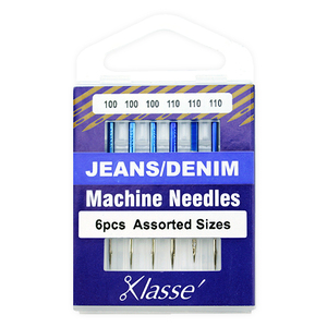 Klasse Sewing Machine Needles, JEANS / DENIM Assorted, Pack of 6 Needles