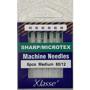 Klasse Sewing Machine Needles, SHARP / MICROTEK, Size 80 / 12, Pack of 6 Needles