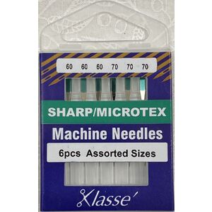 Klasse Sewing Machine Needles, SHARP / MICROTEK Assorted Mix, Pack of 6 Needles