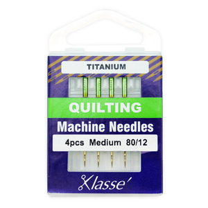Klasse Sewing Machine Needles, QUILTING TITANIUM Size 80/12, Pack of 4 Needles